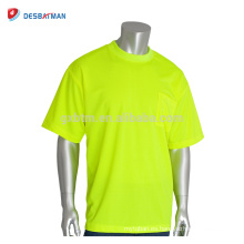 Hola Vis Cool Lime Naranja O-cuello Camiseta para hombre 100% Wicking Poliéster Malla No ANSI Camiseta de manga corta con bolsillo en el pecho para el verano